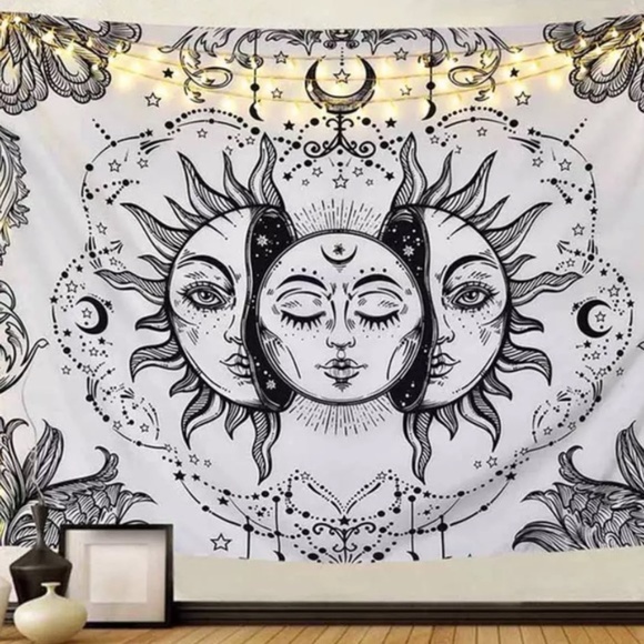 🌸 BOHEMIAN MOON SUN TAPESTRY MANDALA BACKGROUND DROP BOHO WALL HANG MOOD HOME - Picture 5 of 5